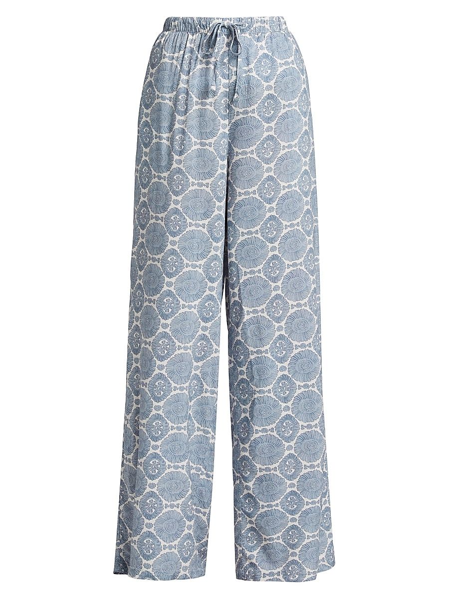 Women's Sun Print Wide-Leg Pants - Ash Navy Sun Print - Size XS