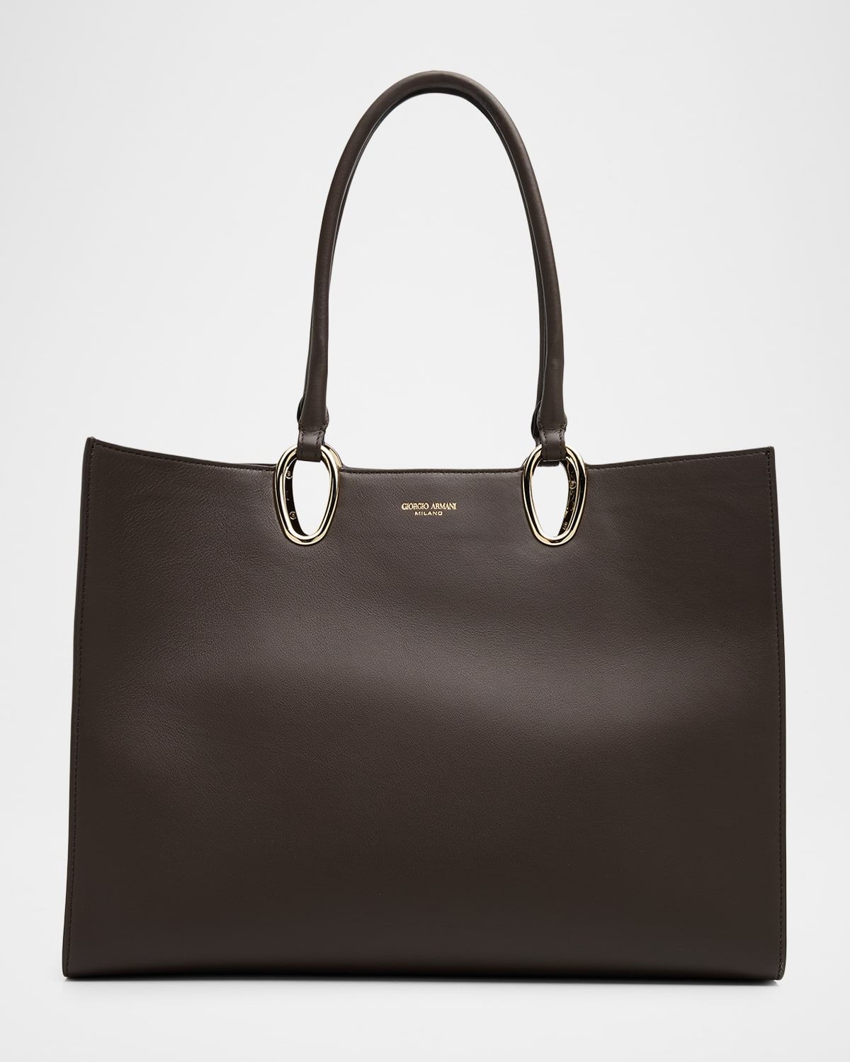 Teardrop Cutout Smooth Leather Shopper Tote Bag