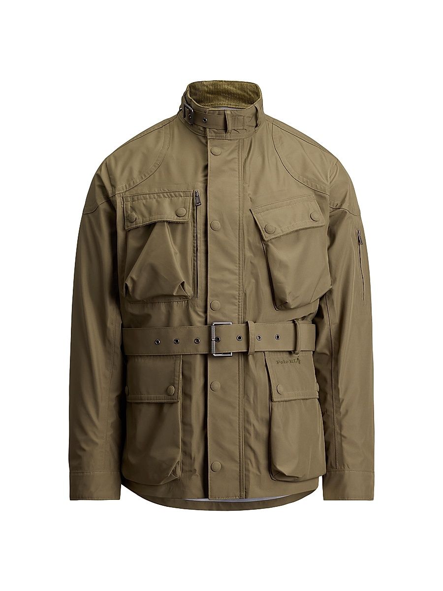 Men's Taffeta Belted Zip-Up Jacket - Fall Sage - Size XXL