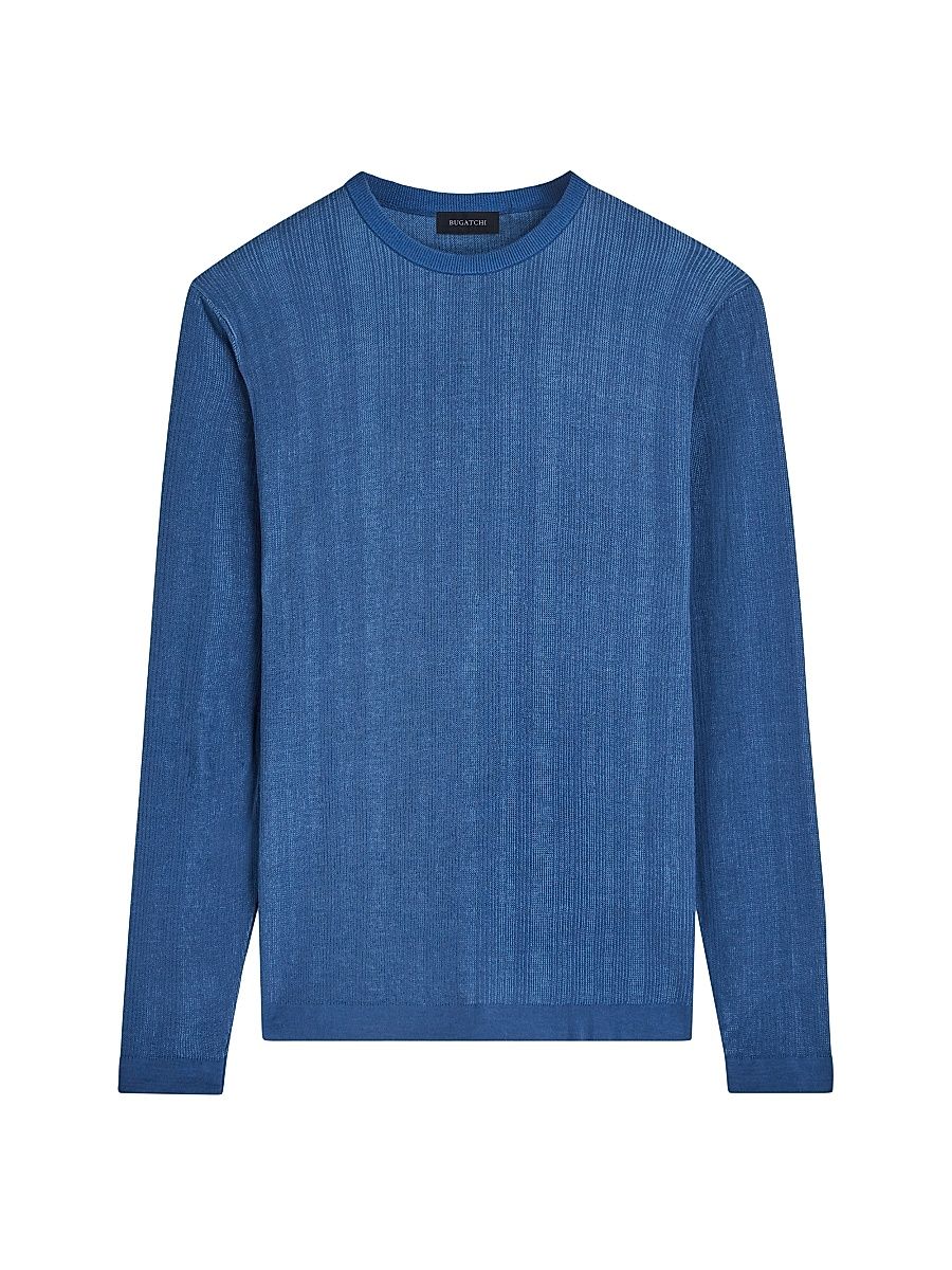 Men's Cotton & Silk Long-Sleeve Crewneck Sweater - Slate - Size XXL