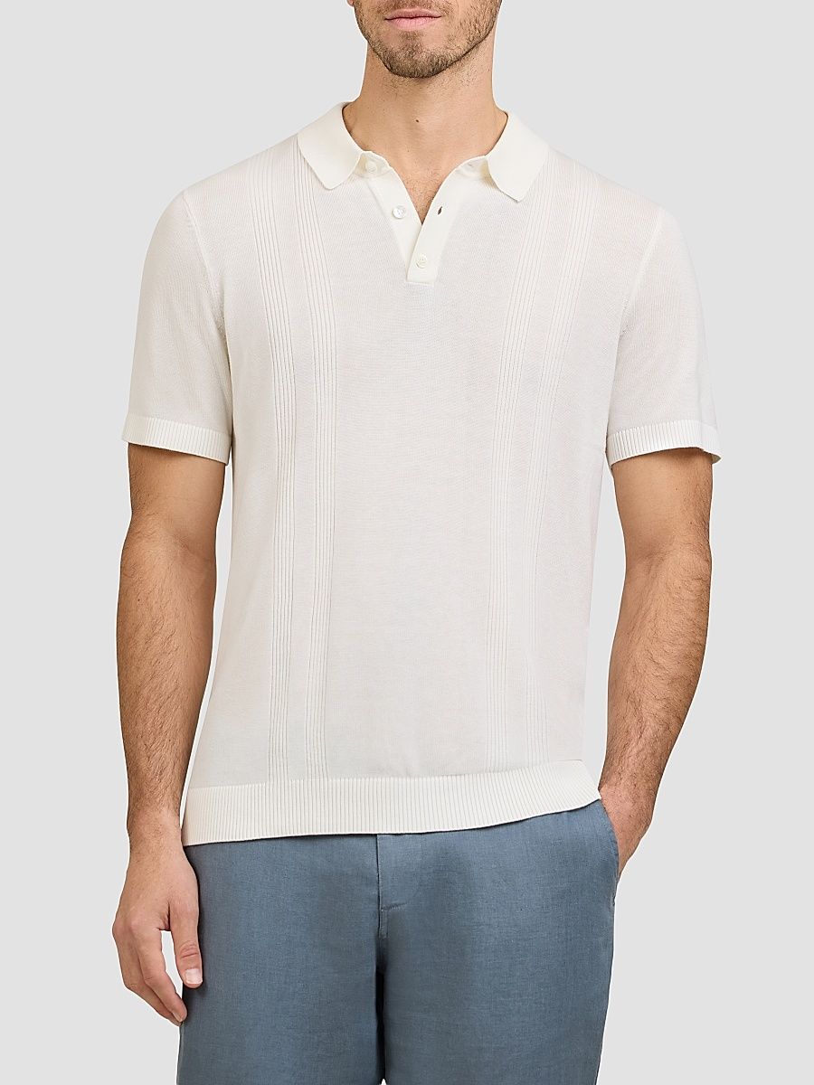 Men's Rib-Knit Polo Shirt - Ivory - Size XXL