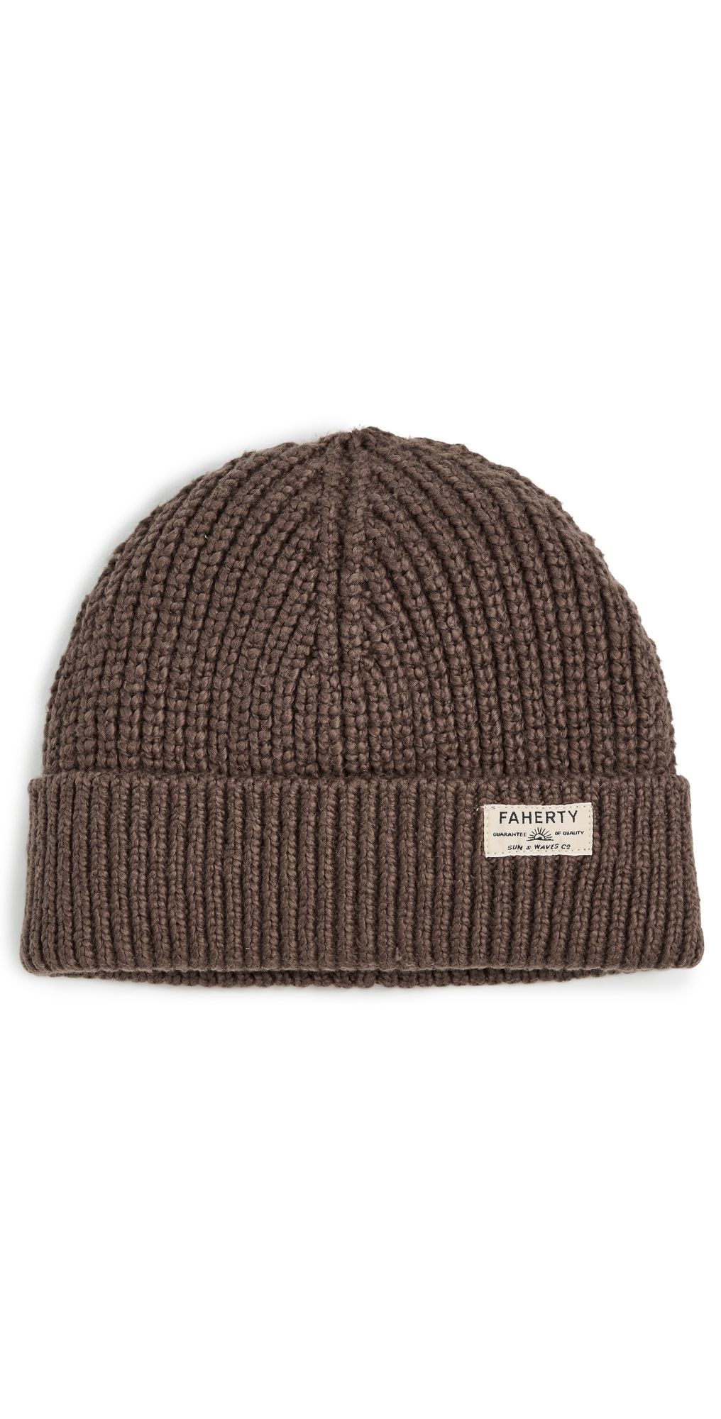 Faherty Cotton Watch Beanie Chocolate Brown One Size