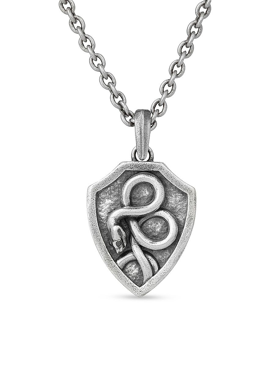 Men's Snakeskin Sterling Silver & 0.006 TCW Diamond Pendant Necklace - Silver