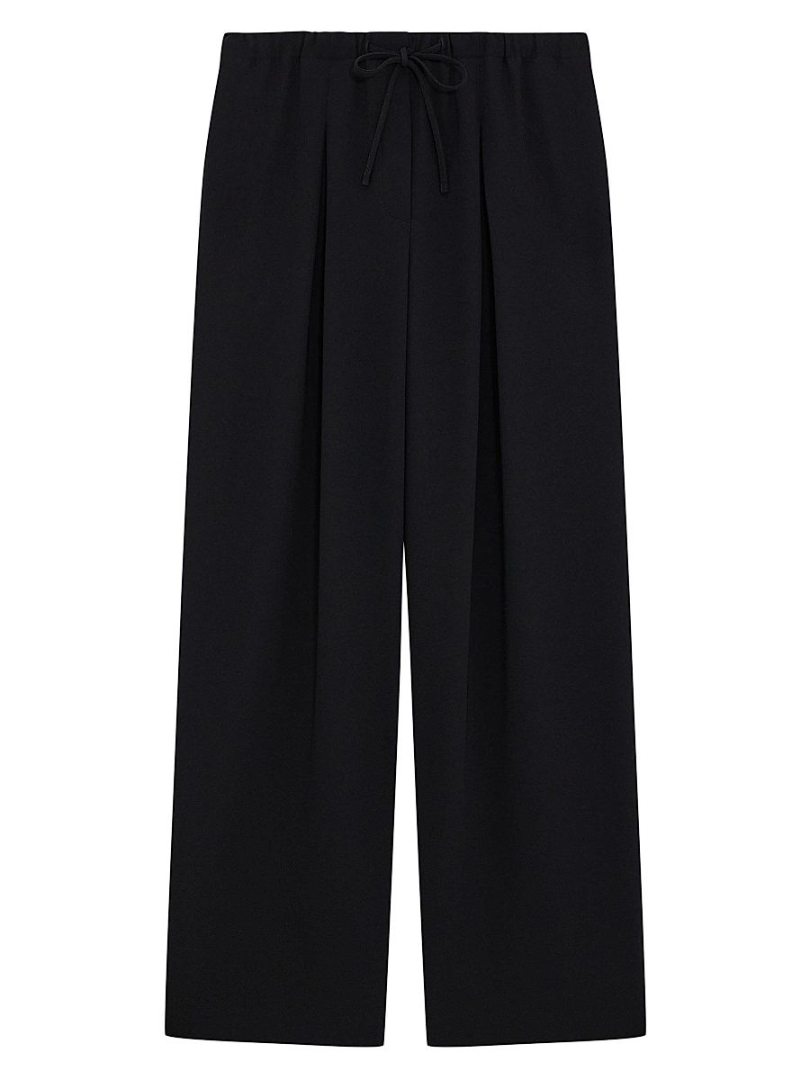 Women's Pleated Crêpe Casual Pants - Black - Size 14