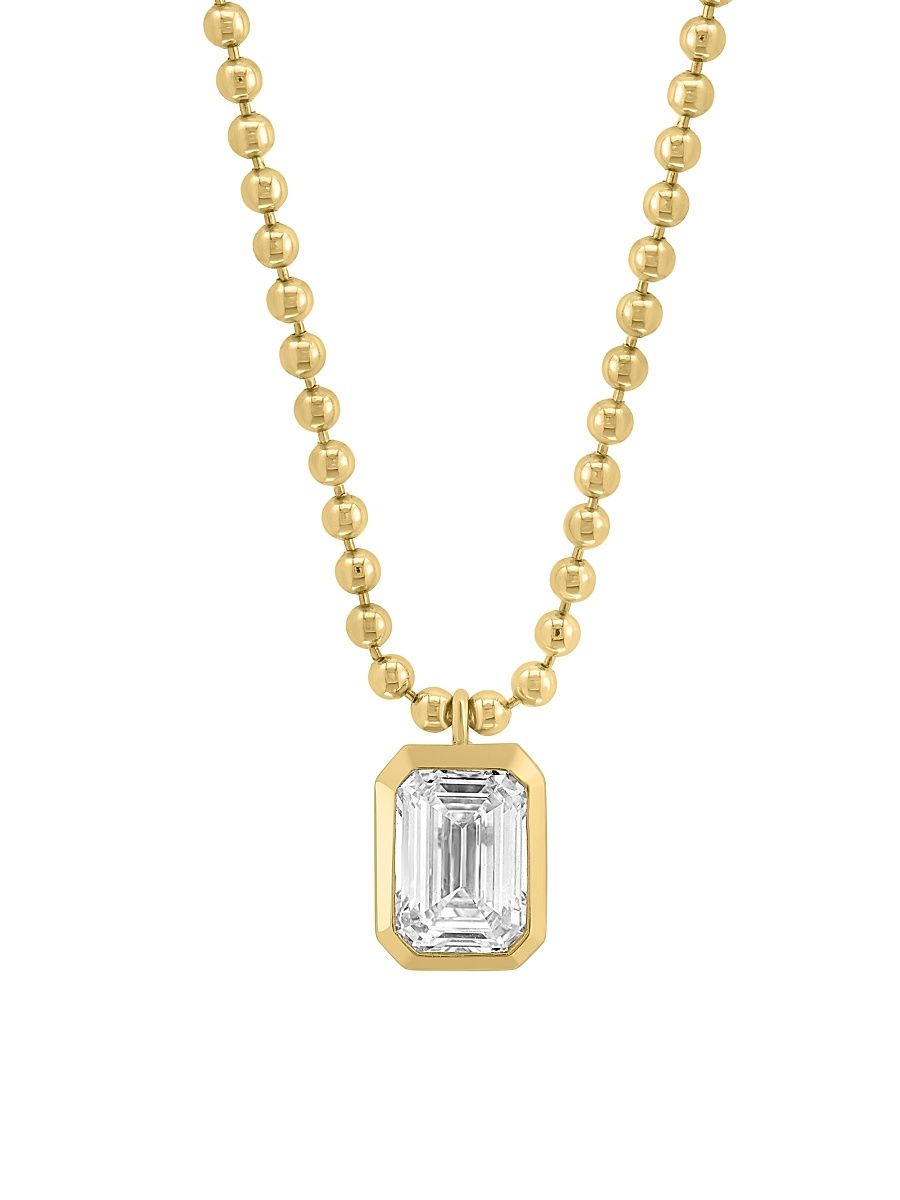 Women's 14K Yellow Gold & 2.00 TCW Emerald-Cut Lab-Grown Diamond Pendant Necklace - Yellow Gold
