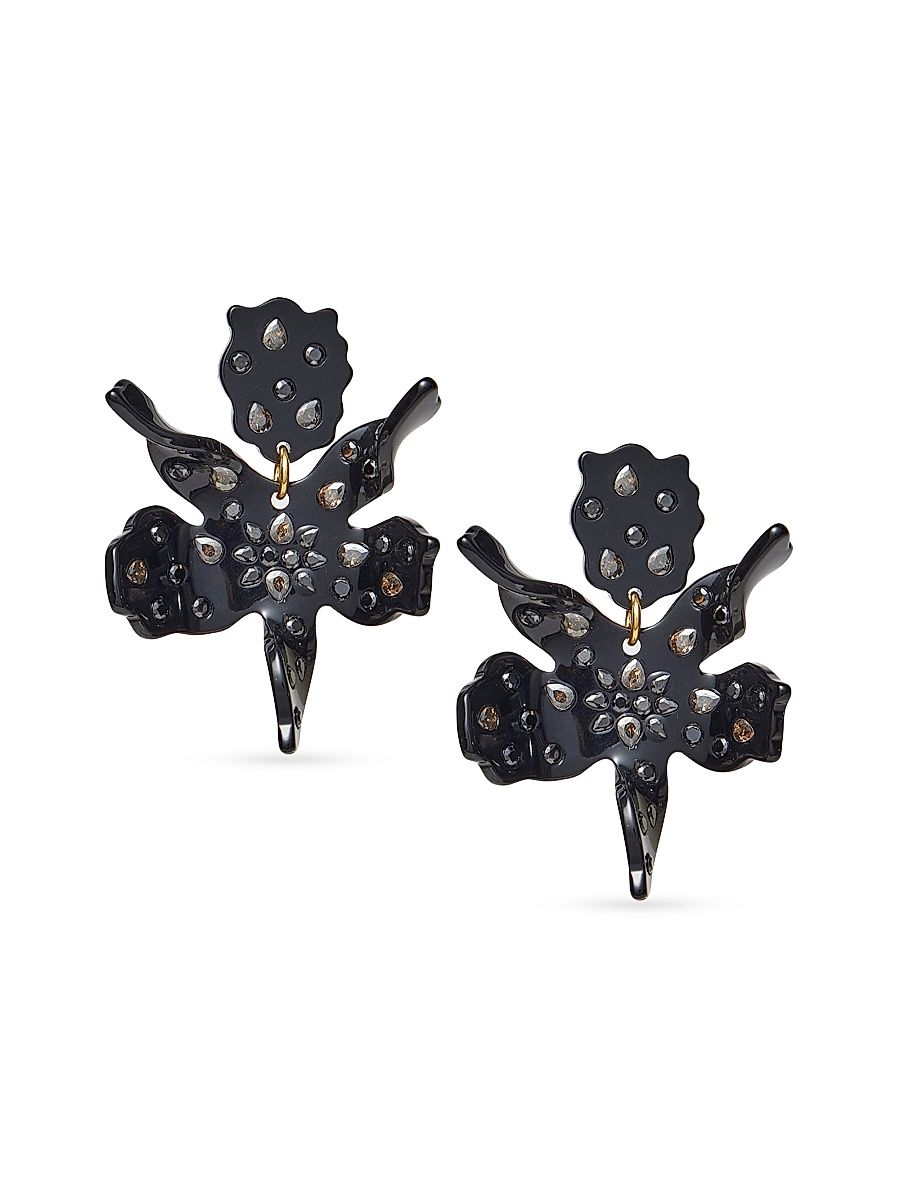 Women's Small Paper Lily Earrings - Jet Sparkle