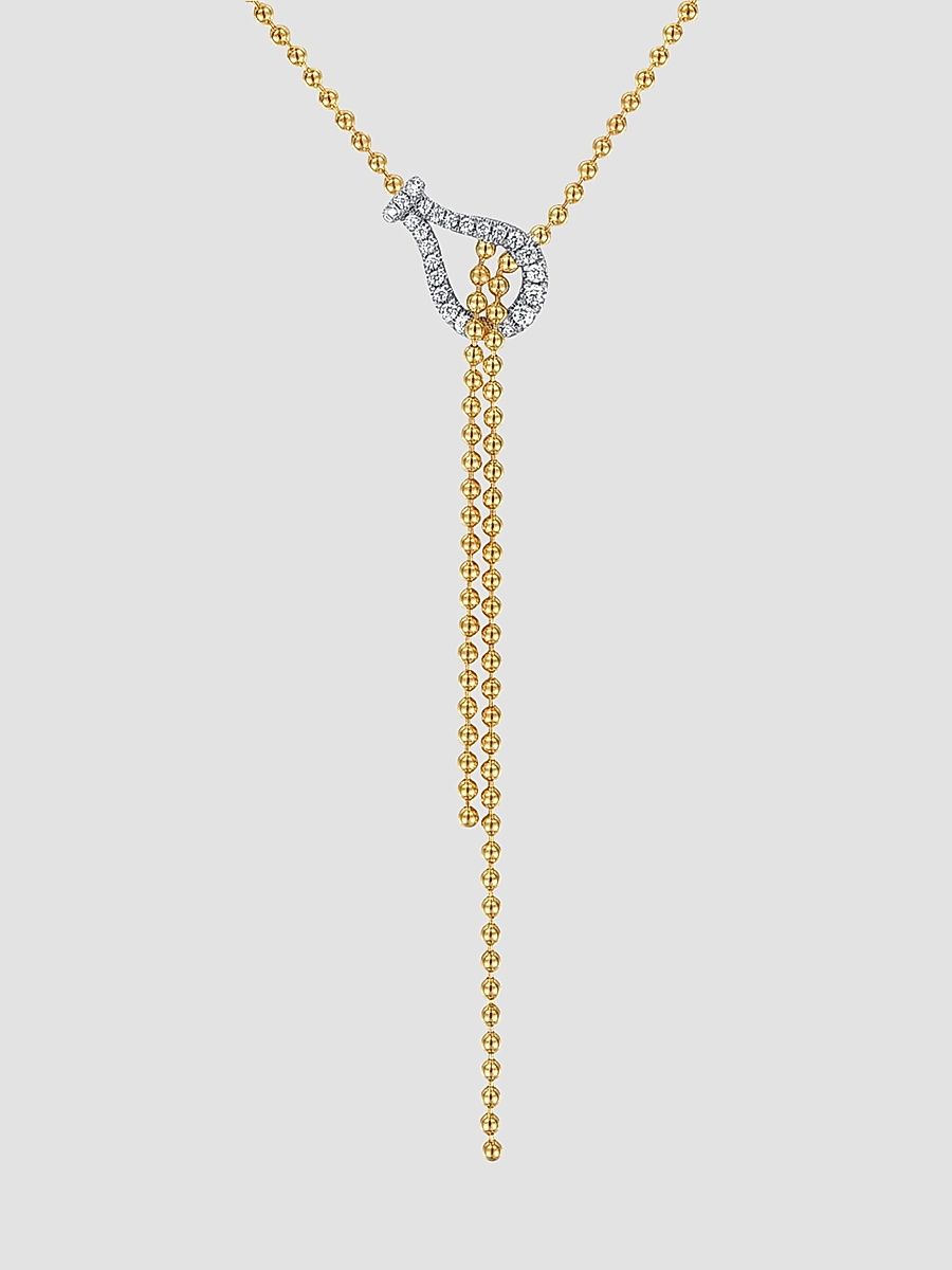 Gabriel & Co Women's Strides Two-Tone 14K Gold & 0.30 TCW Diamond Lariat Necklace - Yellow Gold