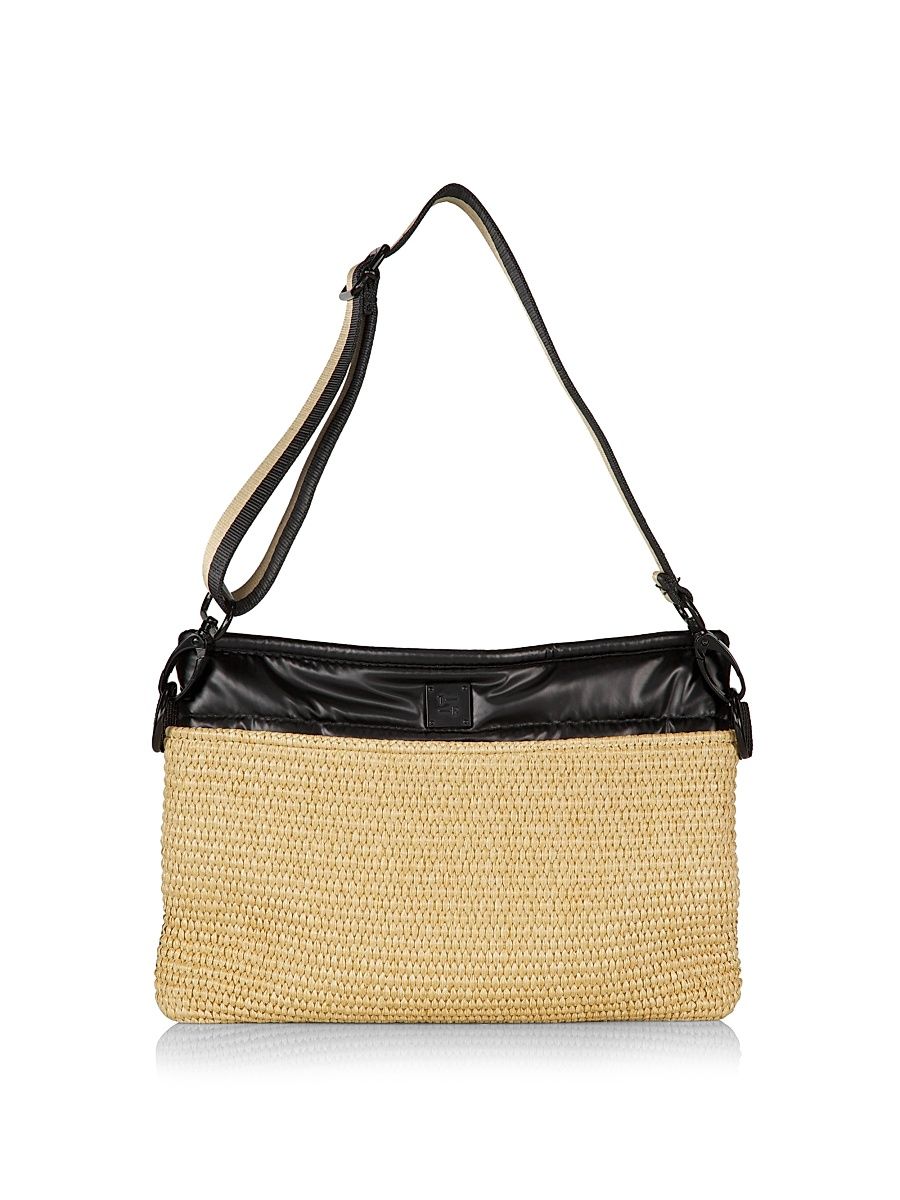 Women's Yacht Raffia & Polyester Bum Bag 2 - Dune Raffia Pearl Black