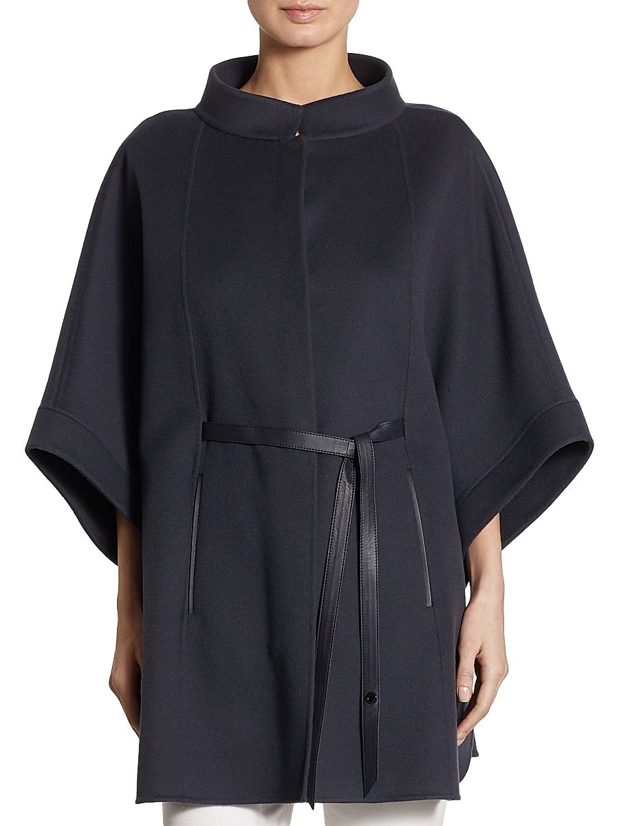 Women's Salzburg Belted Cashmere Cape - Shady Slate