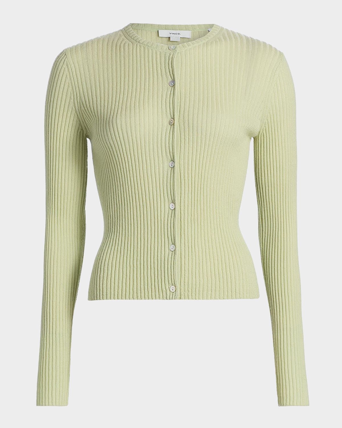 Ribbed Cashmere and Silk Fitted Cardigan