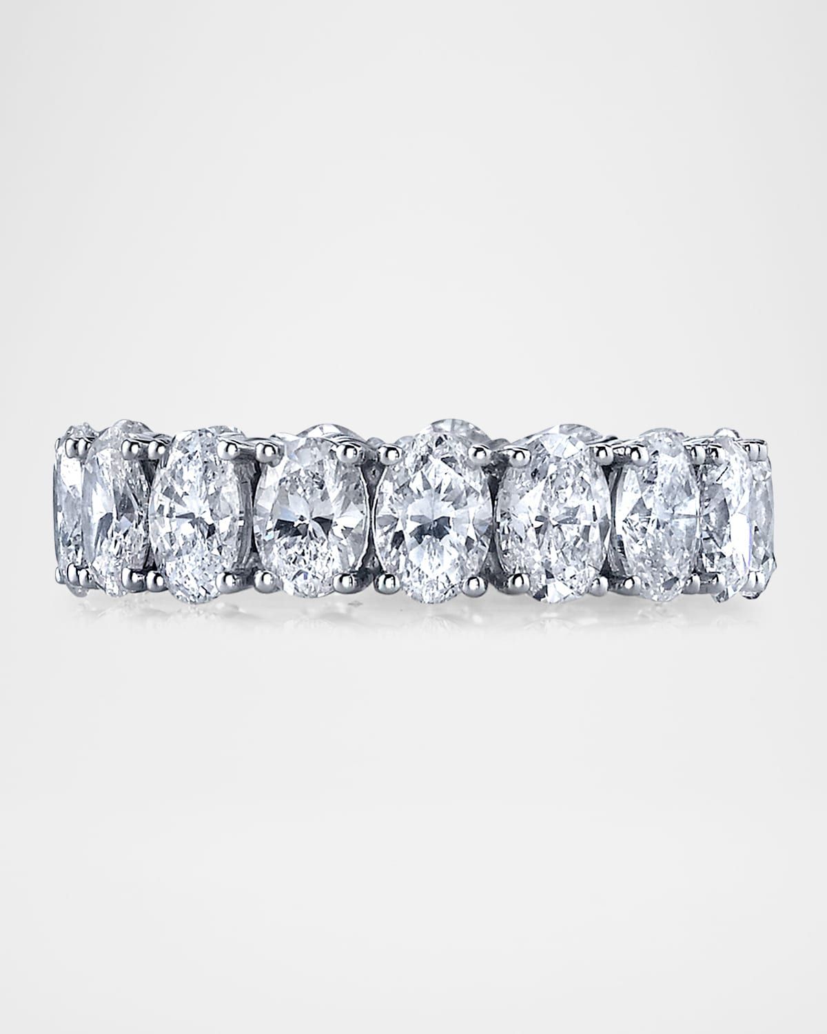 Platinum Oval-Cut Diamond Buttercup Eternity Band Ring, 4.55tcw