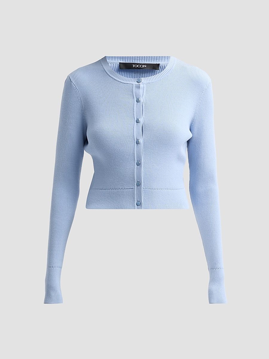 Women's Zoe Cropped Fitted Cardigan - Sky - Size XL