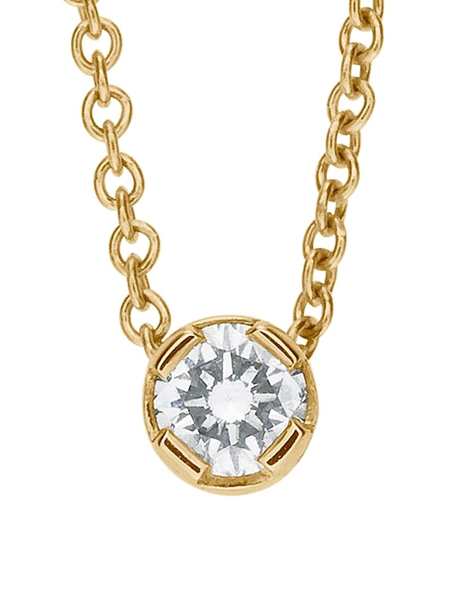 Women's Classic Collection Diamant Simple 18K Yellow Gold & Diamond Pendant Necklace - Gold