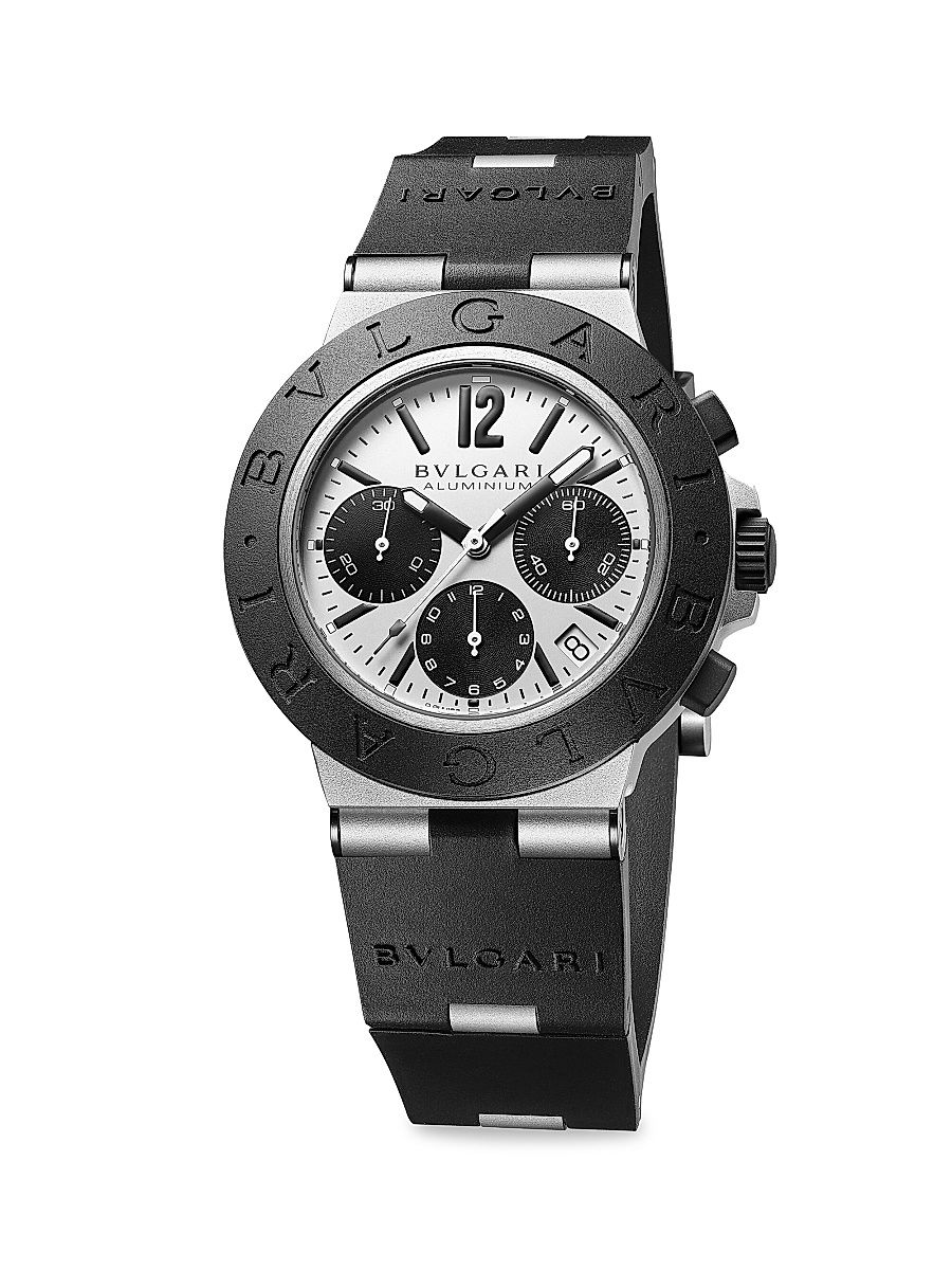 Aluminum, Titanium & Rubber Strap Chronograph Watch - Black