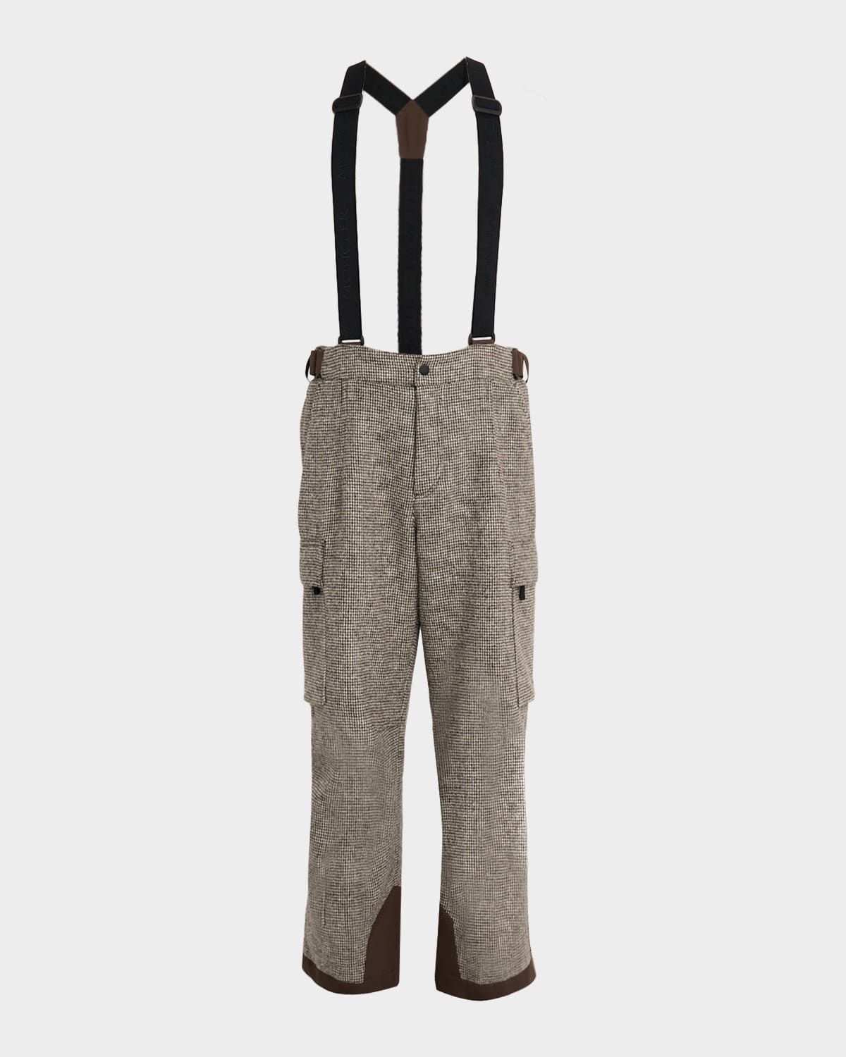Men & apos;s Houndstooth Wool Ski Pants with Detachable Suspenders