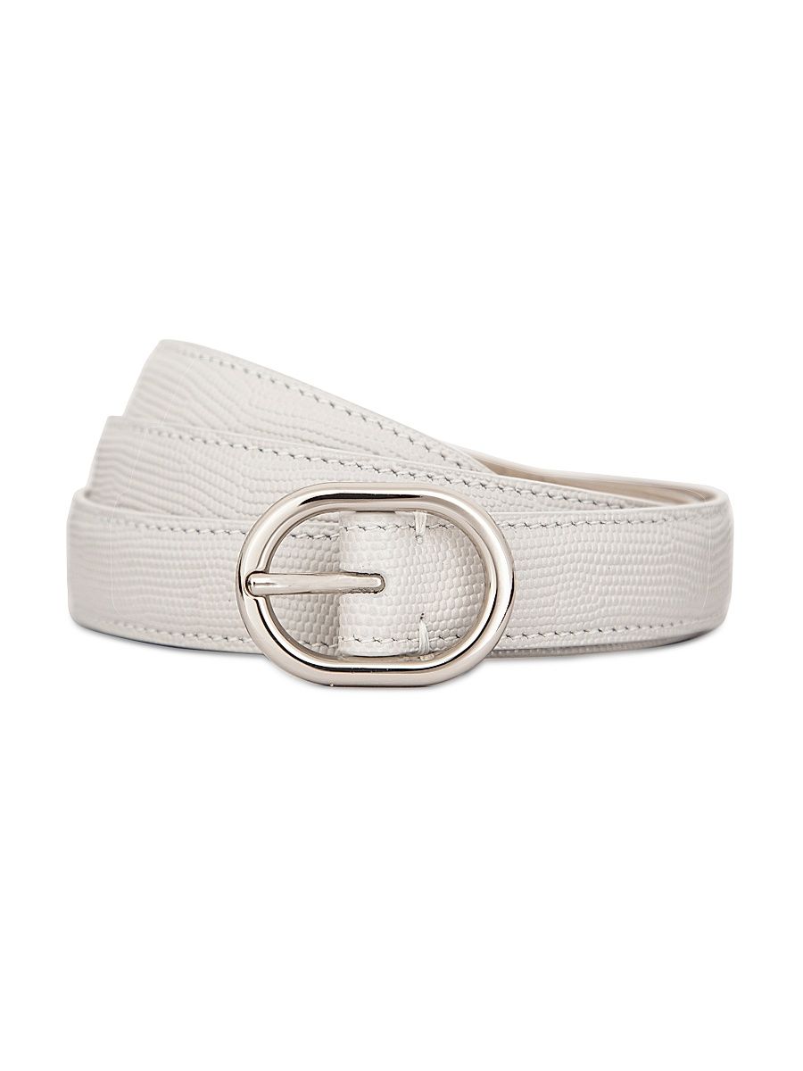 Women's Stitched Glazed Leather Belt - Horchata - Size XS