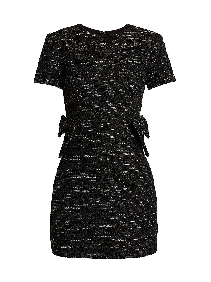 Women's Leocadia Tweed Bow Minidress - Black Tweed - Size Large