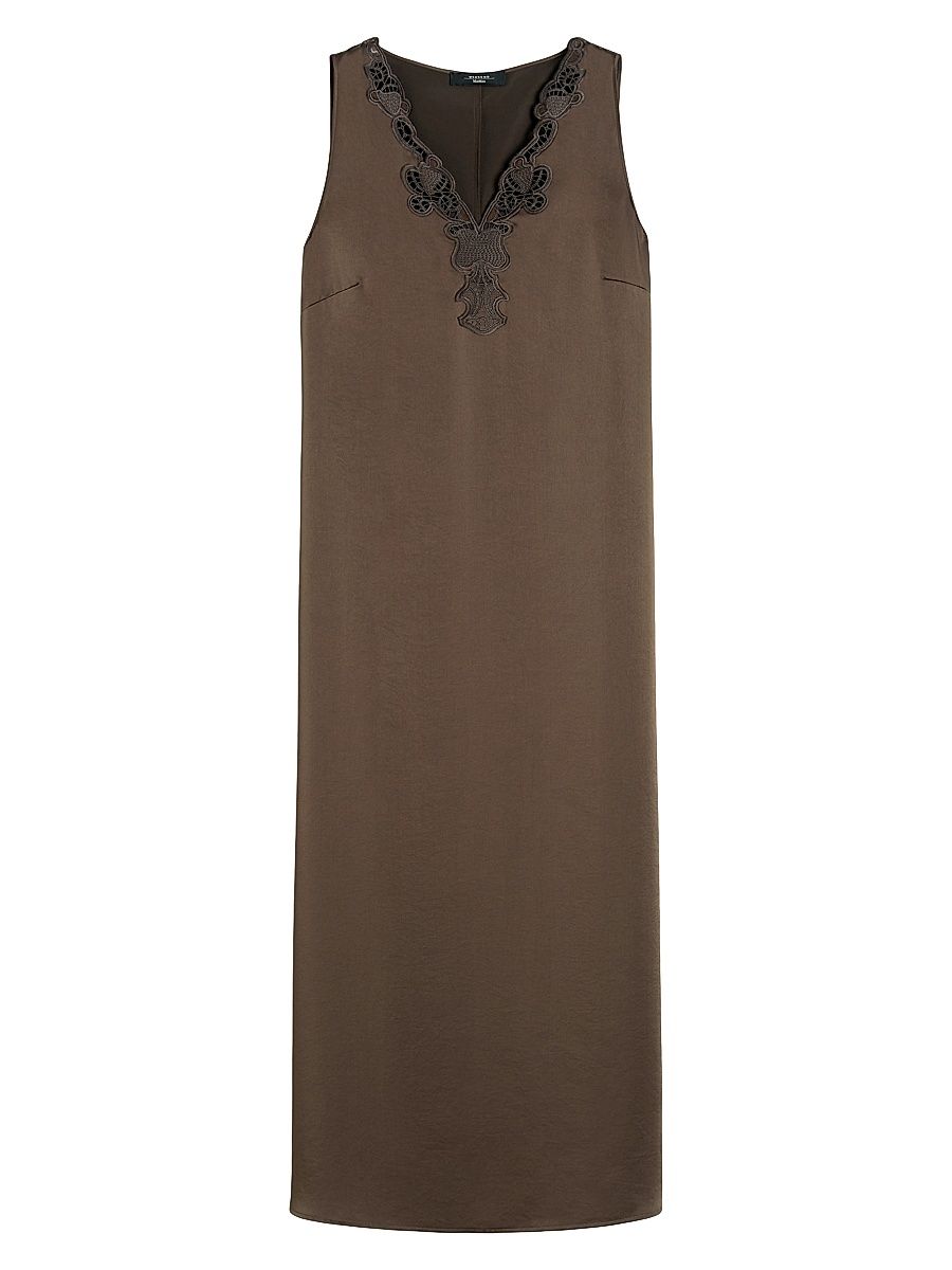 Women's Long Satin Dress - Chocolate - Size 16