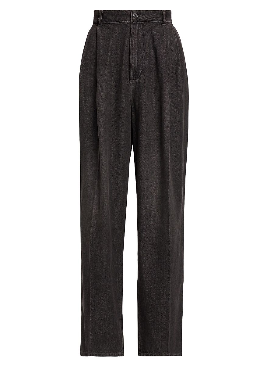 Women's Pleated Trouser Jeans - Charcoal Wash - Size 12