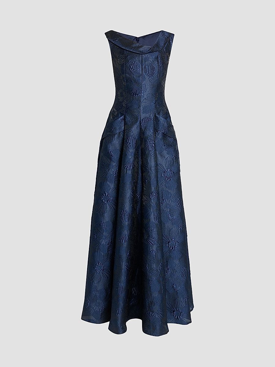 Women's Floral Jacquard Ballgown - Armada - Size 16