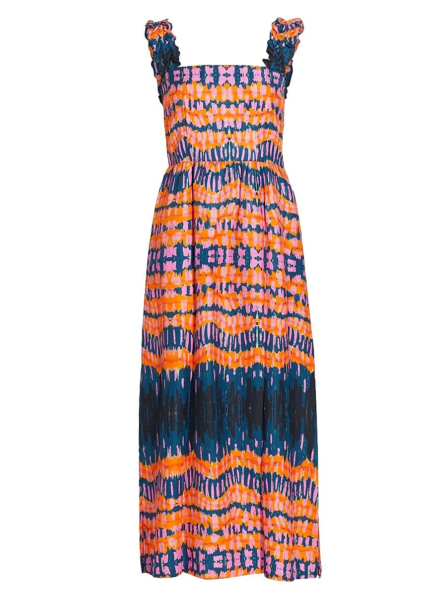 Women's Caroline Geometric Braided-Strap Maxi Dress - Summer Sunset Print - Size Small
