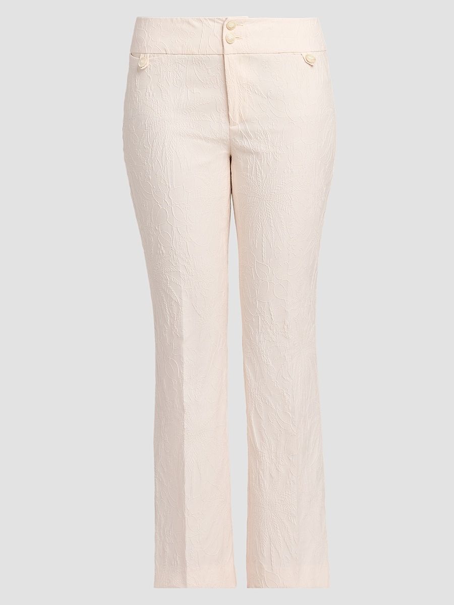 Women's Jaquard Cigarette Trousers - Light Creamy White - Size 14