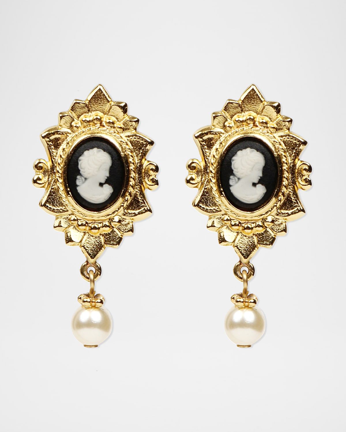 Cameo Pearly Pendant Earrings