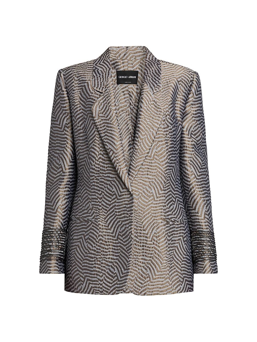 Women's Irregular Geometric Jacquard Blazer - Phantom - Size 4