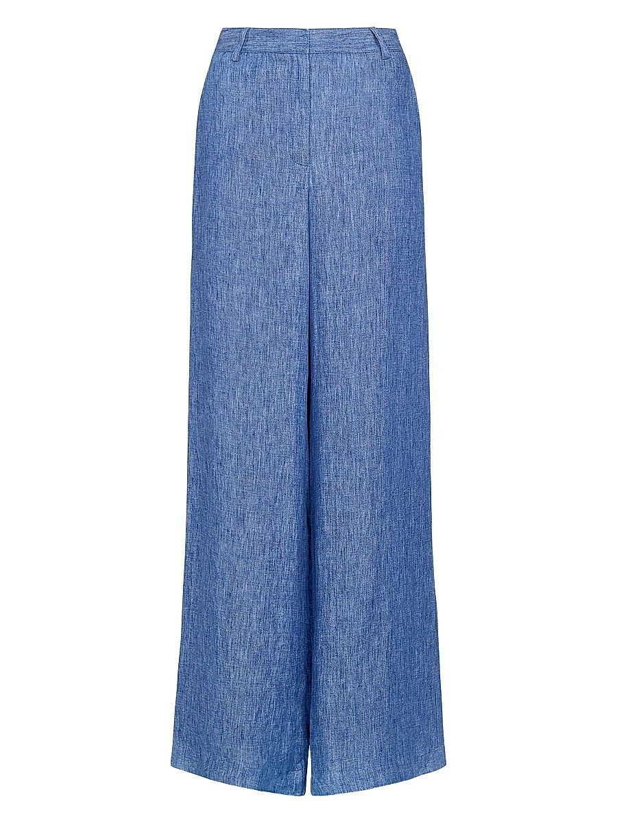 Women's Dylan Cashmere Wide-Leg Pants - Medium Indigo - Size 12