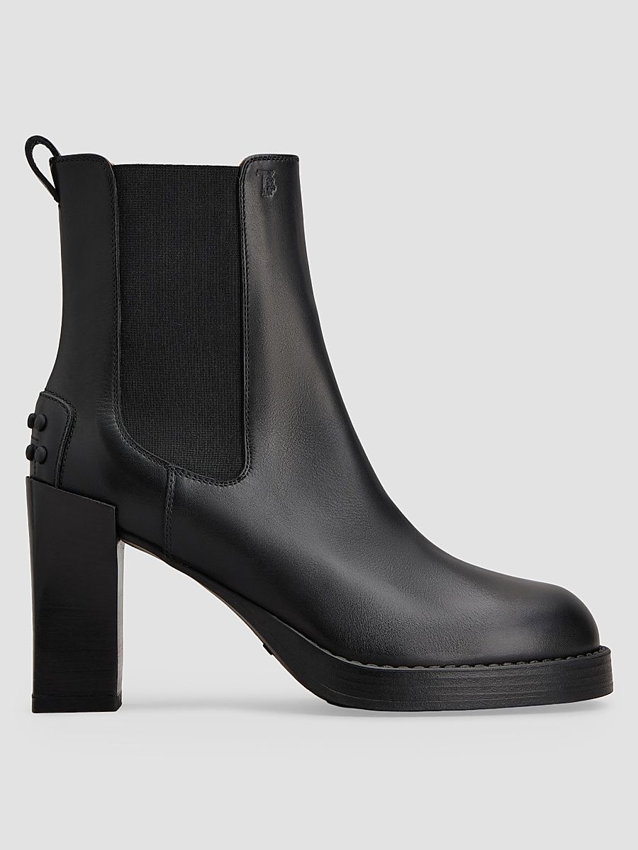 Women's 80MM Leather Chelsea Boots - Nero - Size 11