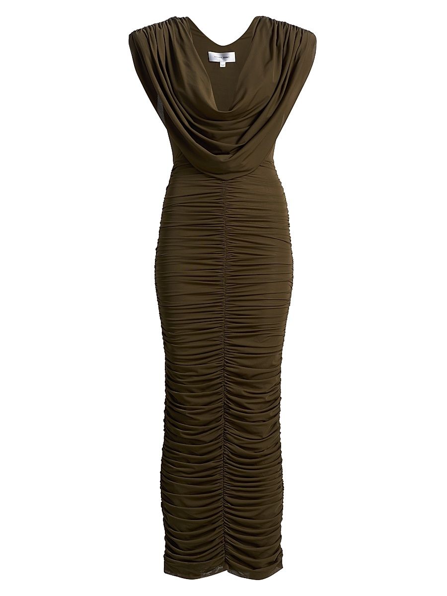 Women's Parish Cowlneck Body-Con Maxi Dress - Burnt Olive - Size Medium