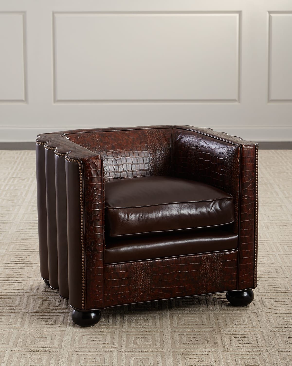 Boone Leather Barrel Chair