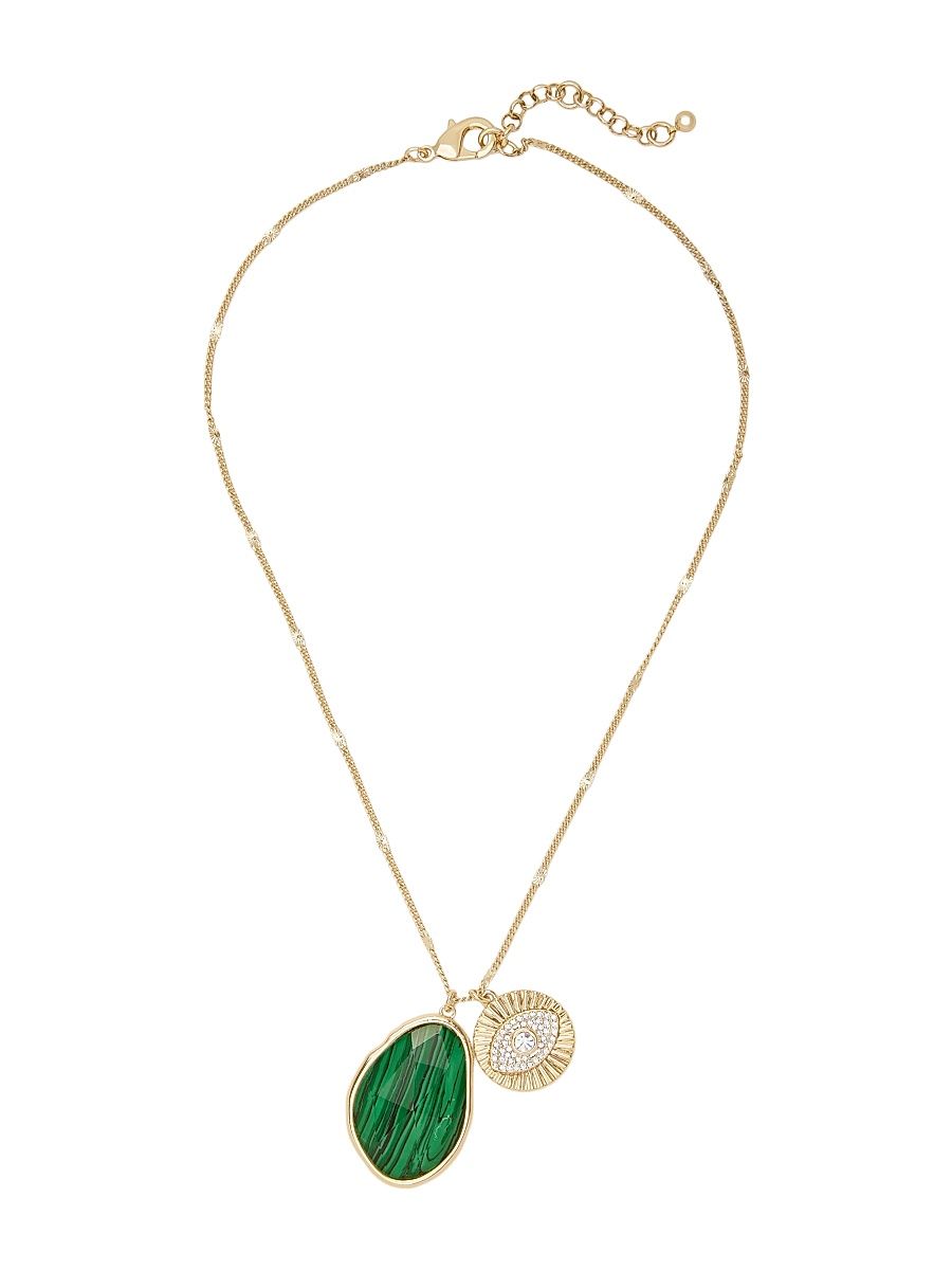 Women's Stone Charm Marcia Goldtone, Cubic Zirconia & Glass Stone Necklace - Gold