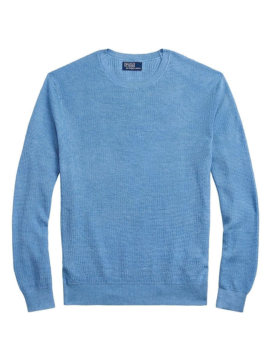 Men's Linen Knit Crewneck Sweater - Dusty Light Blue - Size XXL