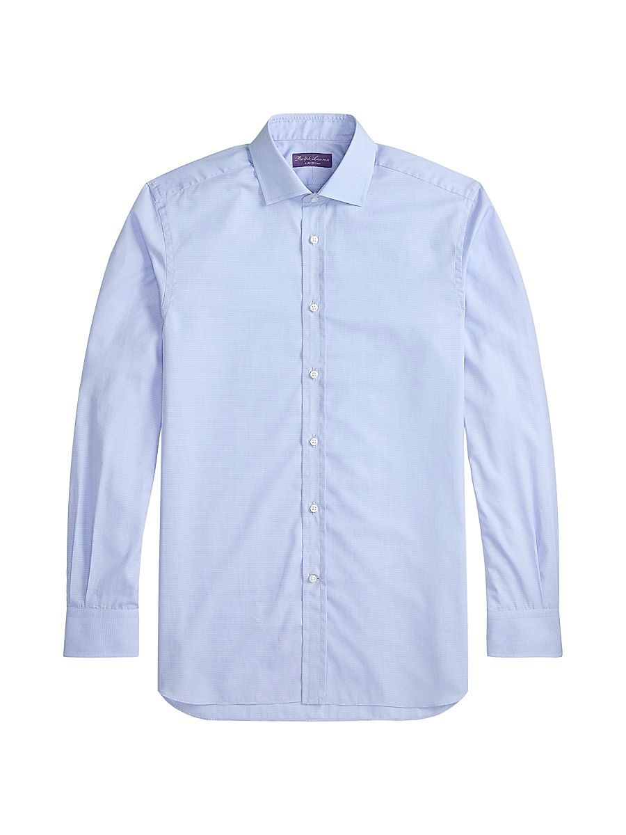 Men's Solid Cotton Shirt - Blue - Size 16.5