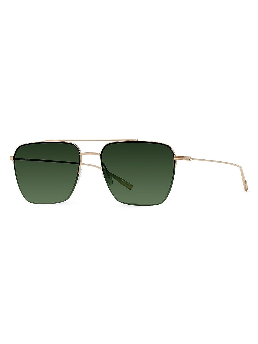 Men's Armstrong 55MM Aviator Sunglasses - Gold Green