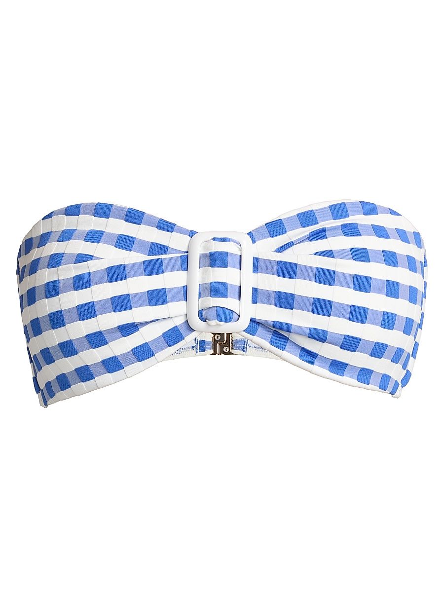 Women's Margot Gingham Bandeau Bikini Top - Blue - Size Large