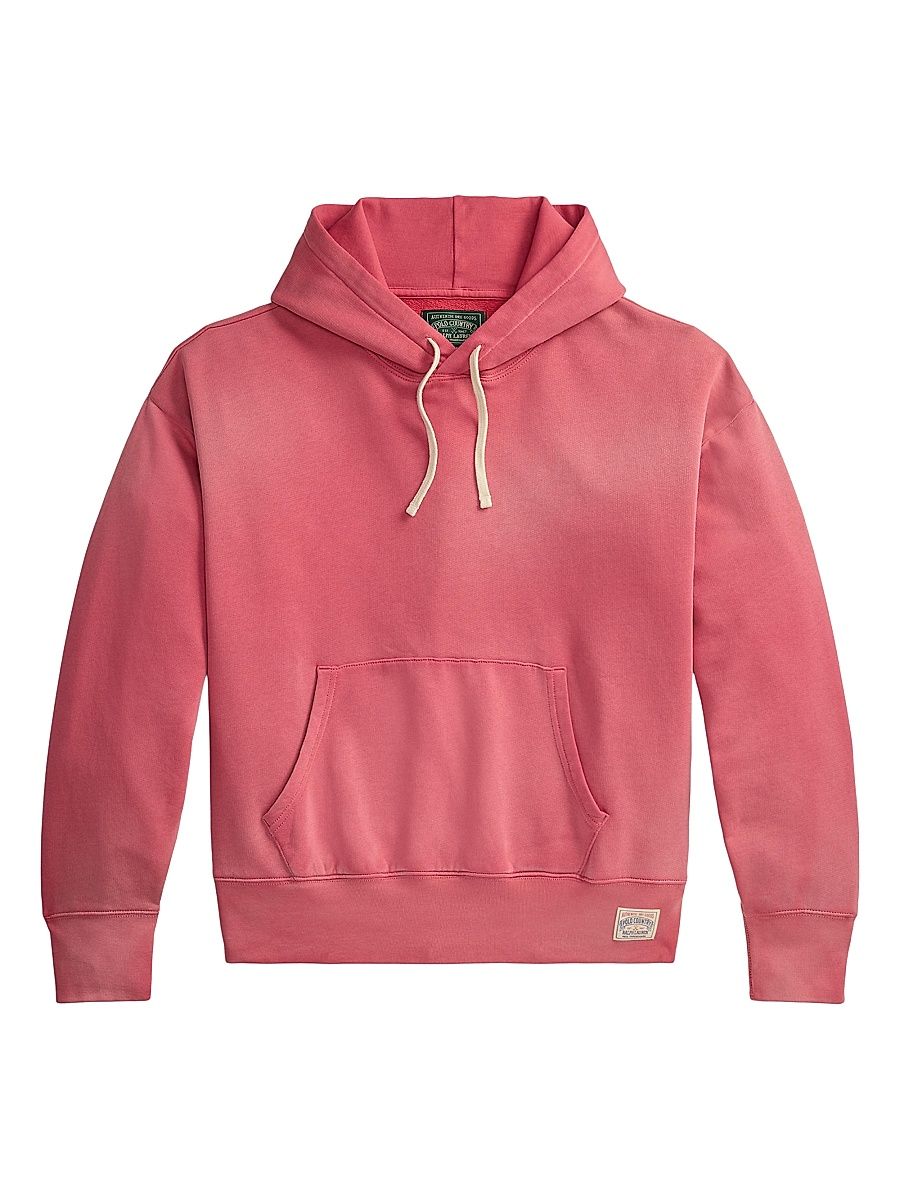 Men's Cotton-Blend Fleece Drawstring Hoodie - Sunrise Red - Size XXL