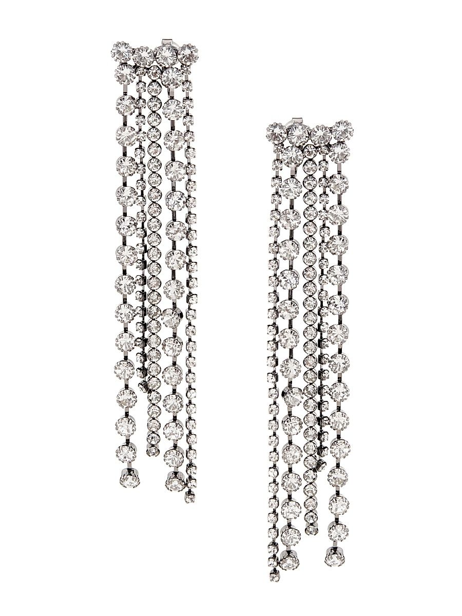 Women's Gunmetal-Tone & Crystal Five-Row Drop Earrings - Gunmetal