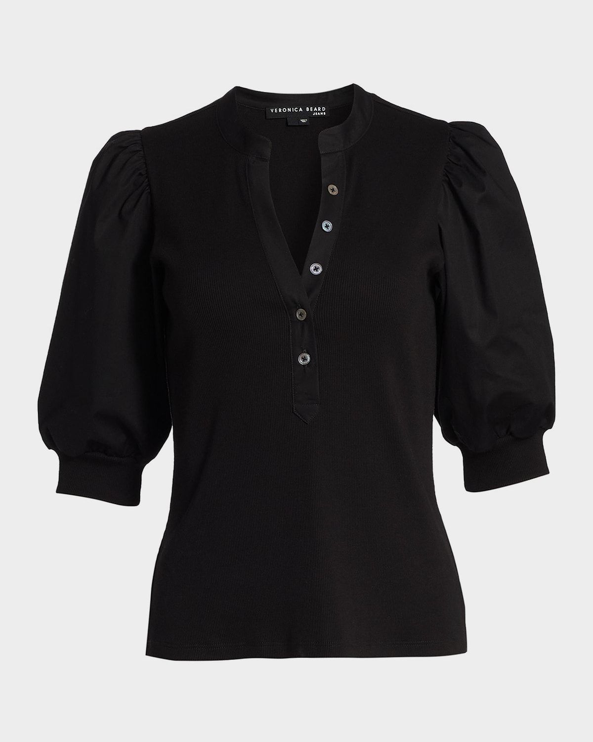 Coralee Puff Sleeve Button-Front Top