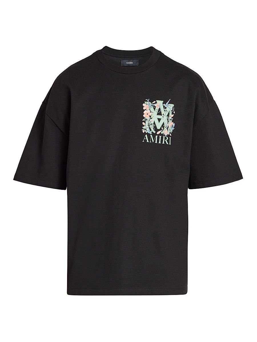 Men's MA Floral Logo Oversized T-Shirt - Black - Size Small