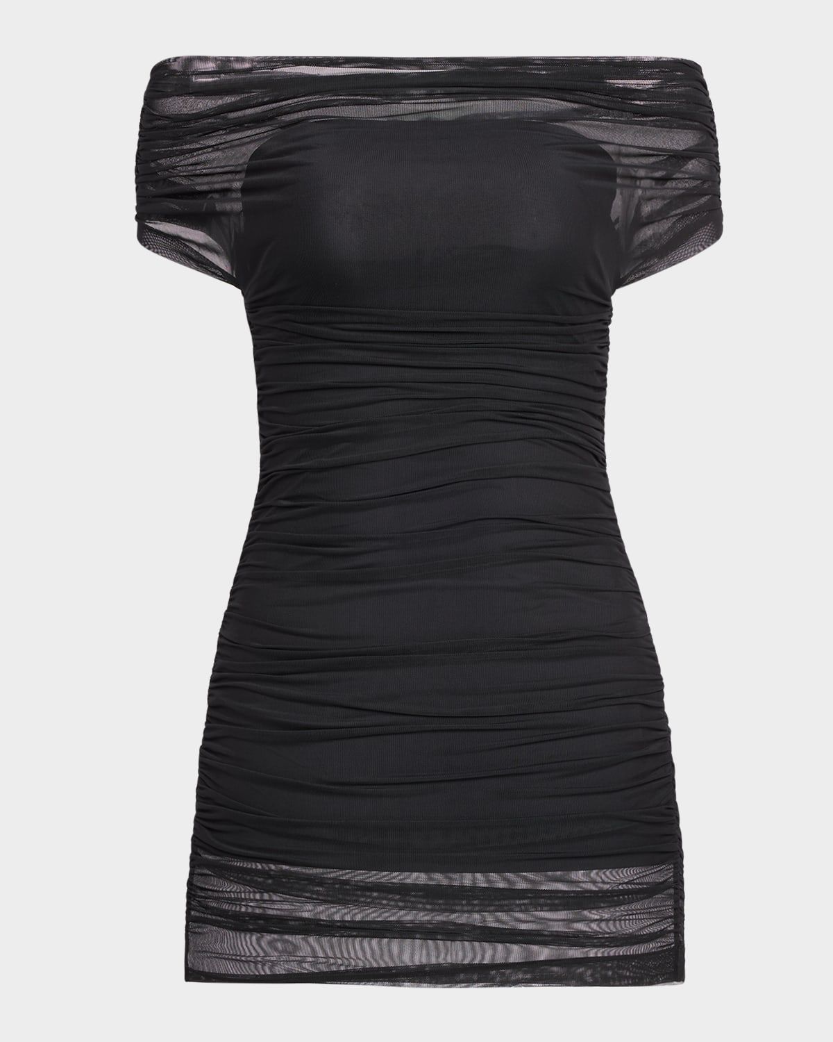 Bella Ruched Mesh Mini Dress