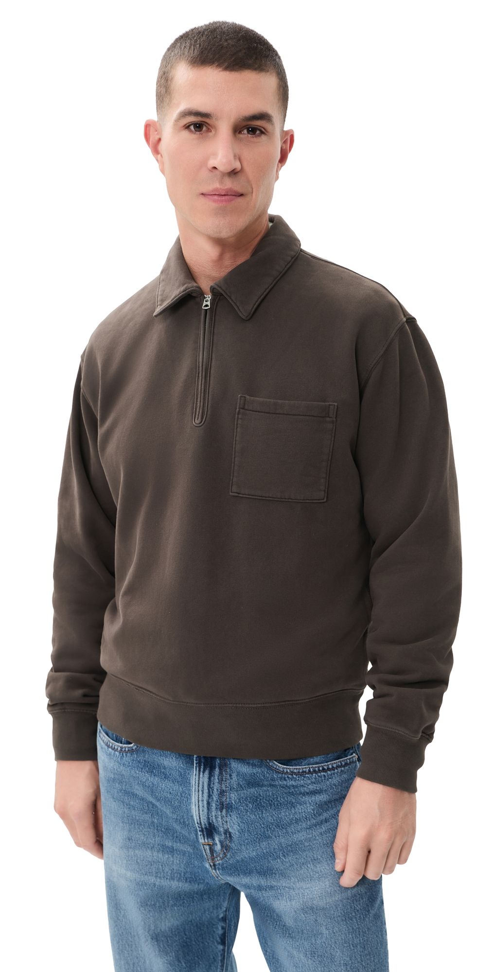 Madewell New Mccarren Quarter Zip Sweatshirt Molasses L