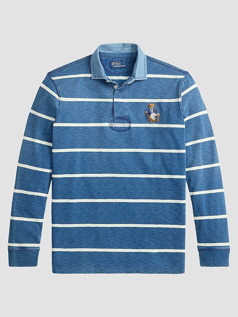 Men's Classic-Fit Polo Bear Rugby Shirt - Newport Bear Medium Indigo Nevis - Size XXL
