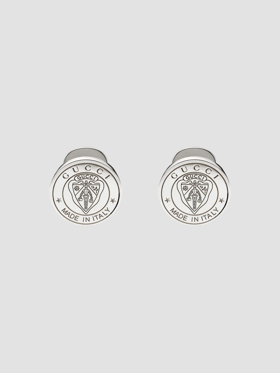Gucci Men's Gucci Crest Round Cufflinks - Silver