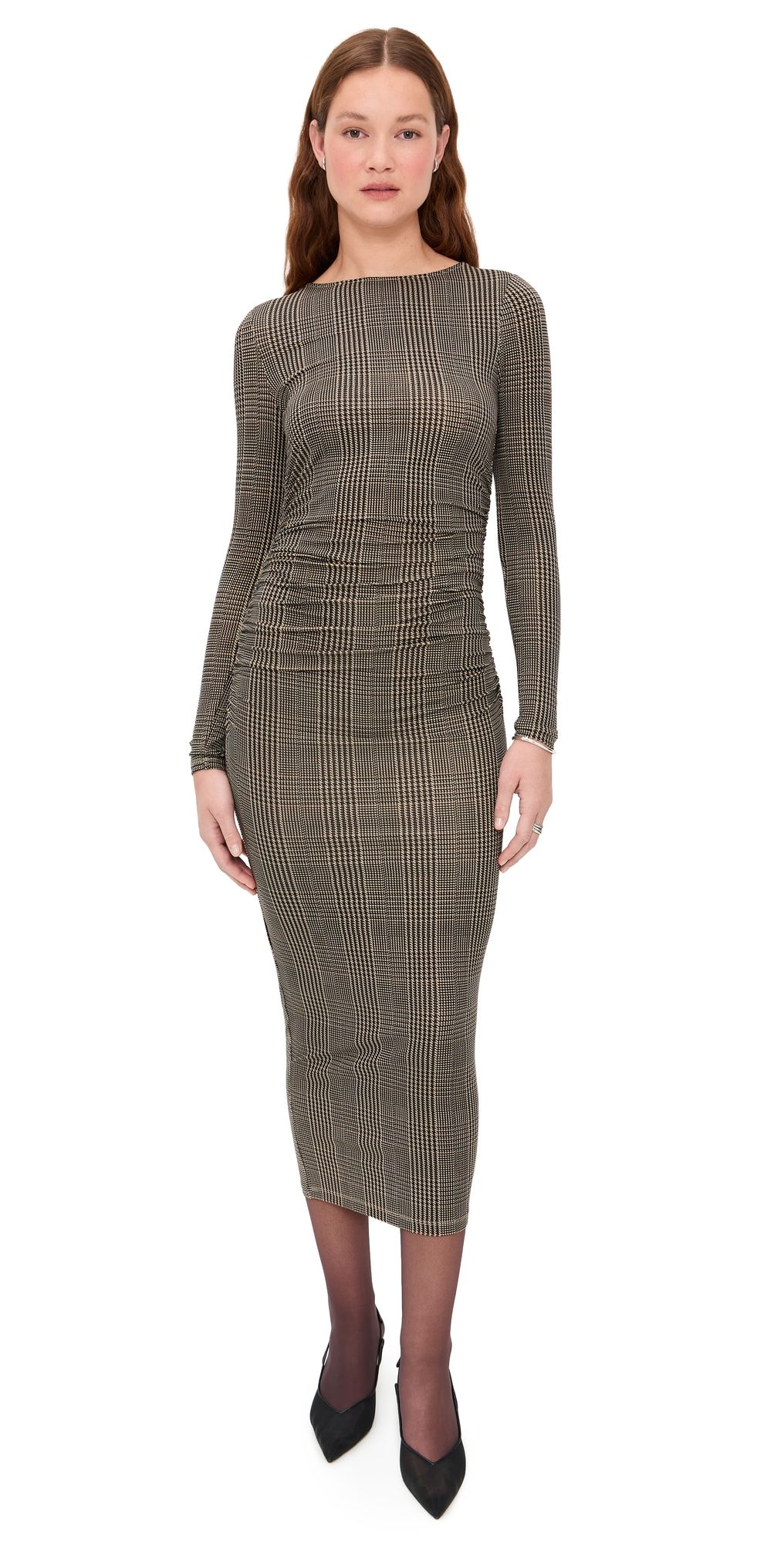 Veronica Beard Jean Long Sleeve Charissa Midi Dress Dark Acorn Multi M