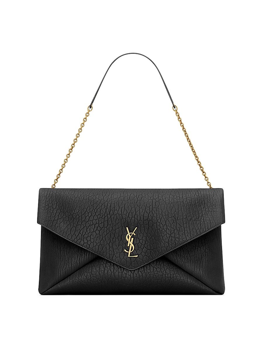 Women's Cassandre XXL Envelope Pouch on Chain in Lambskin - Black