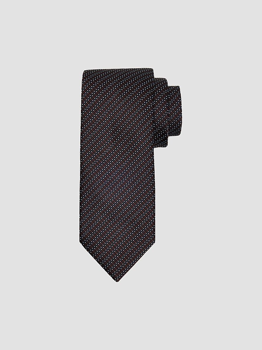 Men's Geometric Jacquard Silk Tie - Navy