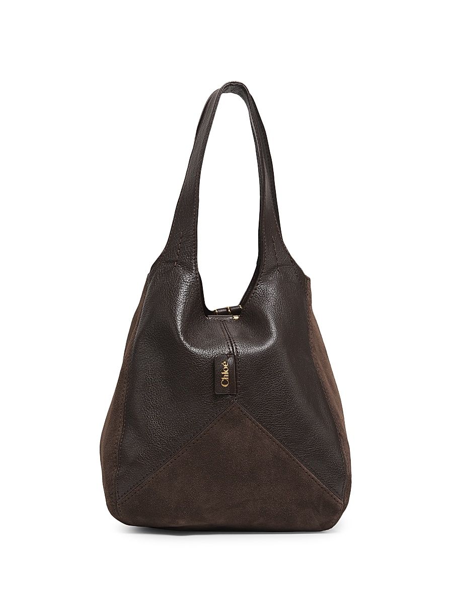Women's Balloon Leather & Suede Hobo Bag - Kohl Brown