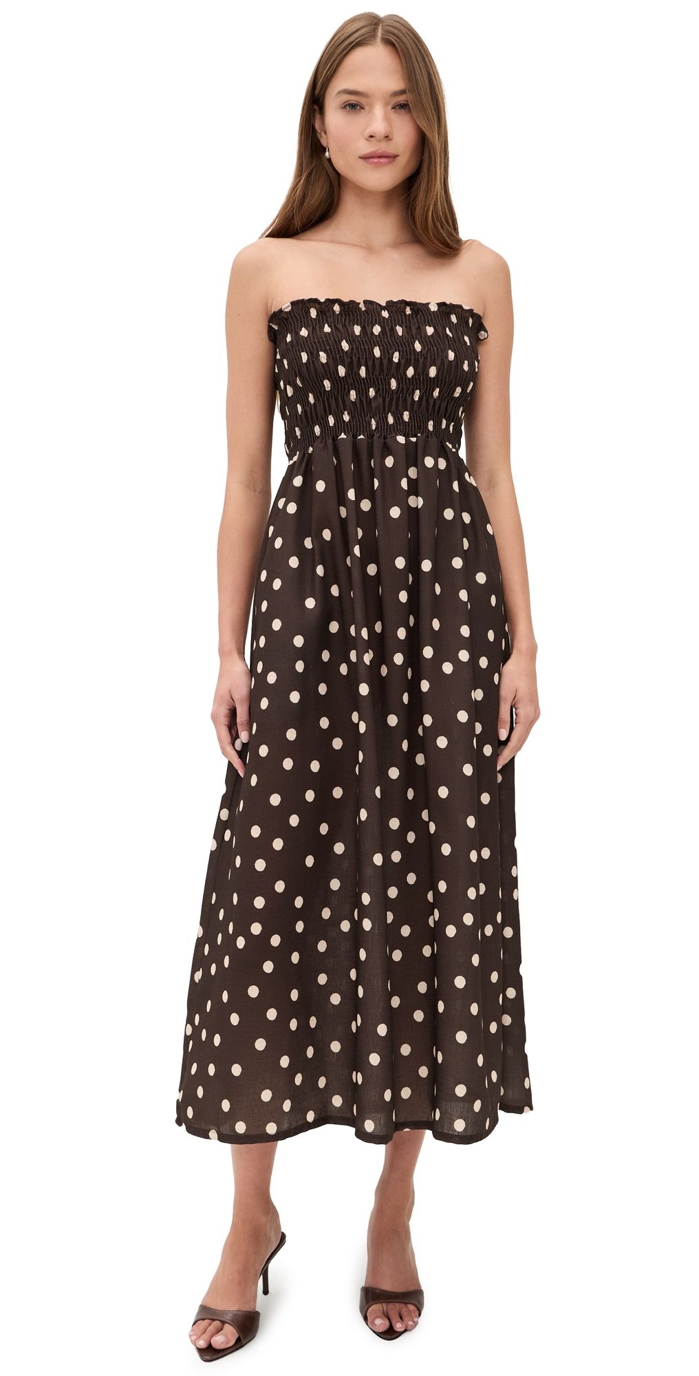 The Lulo Project The Drift Dress Polka Dots Brown M